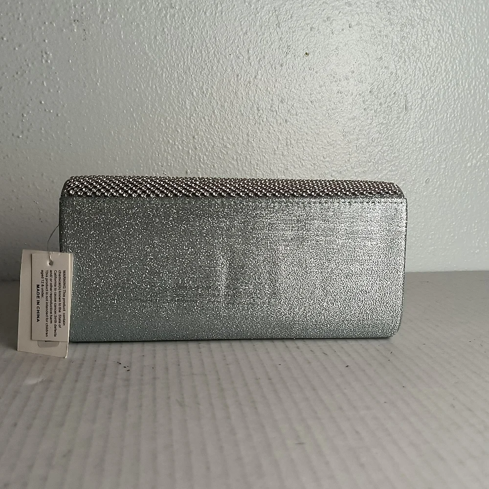 Winterscape Ice Shimmering Magical Satin Evening Clutch Bag Cocktail Party